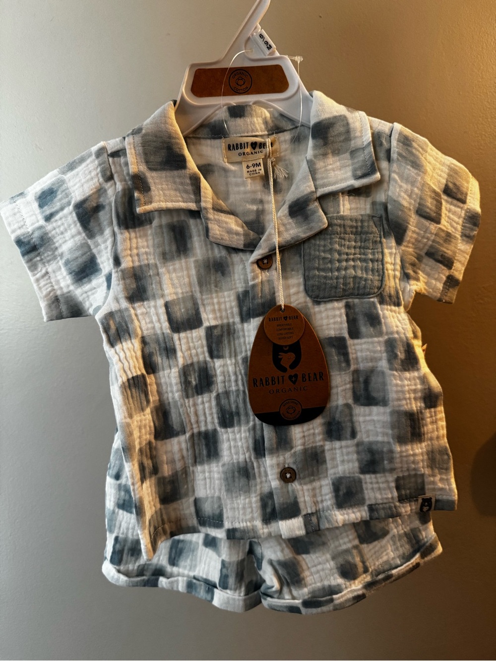 Rabbit & Bear Organic Gray Plaid Button-Down Baby Shirt